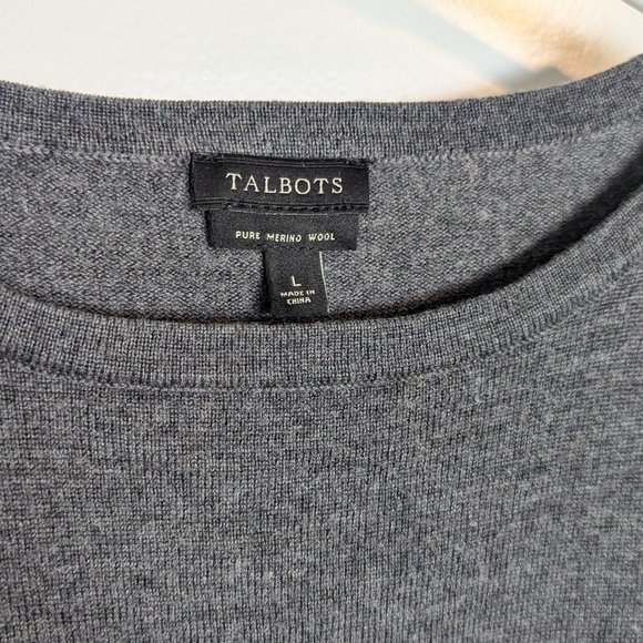 Talbot's 100% Merino Wool Grey Sweater with Zipper Detail sz L - Picture 4 of 5